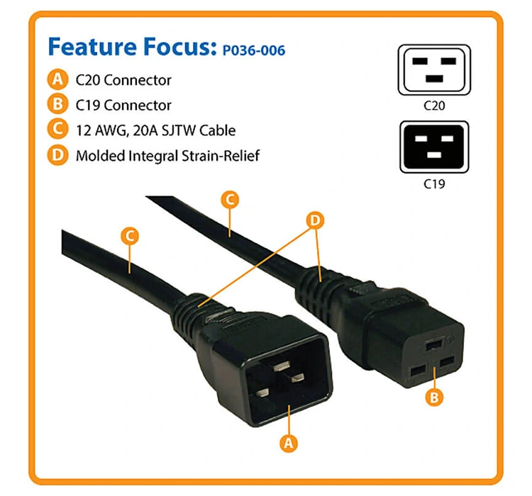Tripp Lite series Power Extension Cord, C19 to C20 - Heavy-Duty 1.83 m