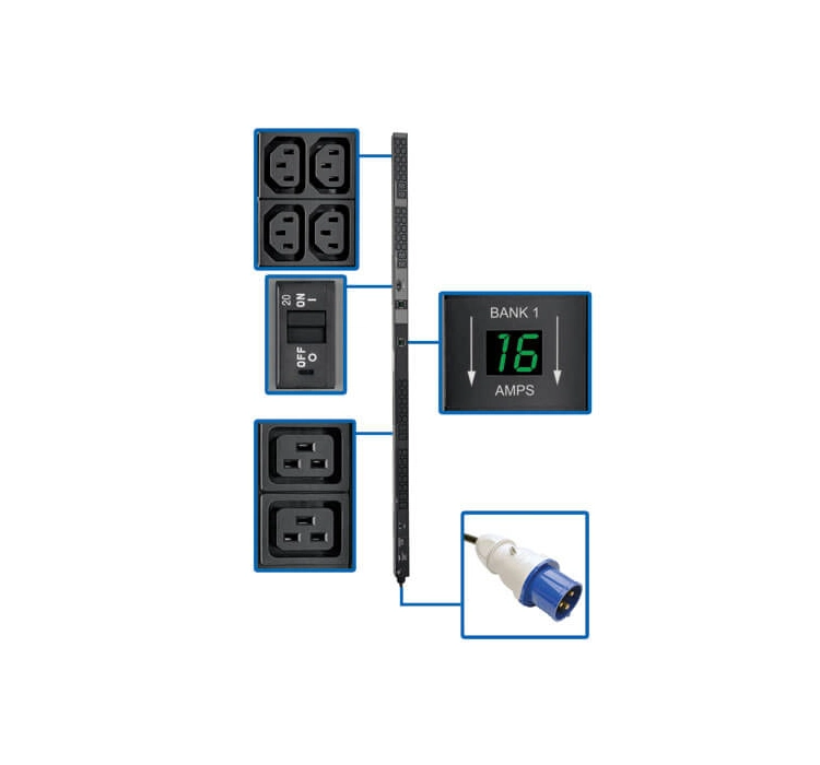 7.7kW Single-Phase Local Metered PDU, 200-240V 48 Outlets