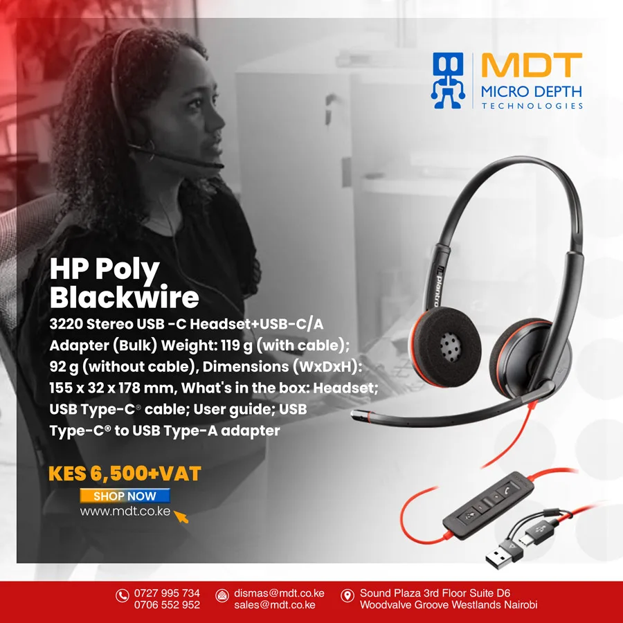 Hp Poly Blackwire 3220 Stereo USB-C Headset (93S87AA) - Image 3