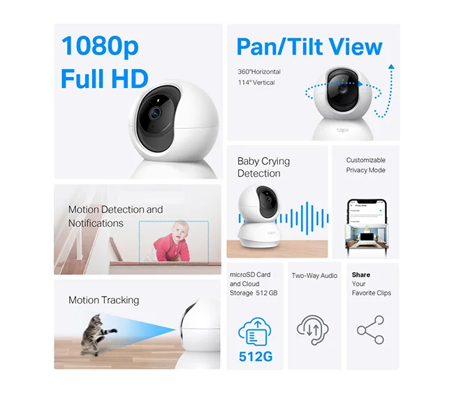 TP-Link Pan/Tilt Home Security Wi-Fi Camera - TL-TAPO C200 - Image 3