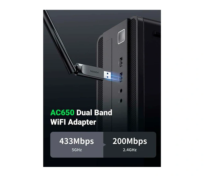 UGREEN AC650 High-Gain Dual Band Wireless USB Adapter – CM496 - Image 4