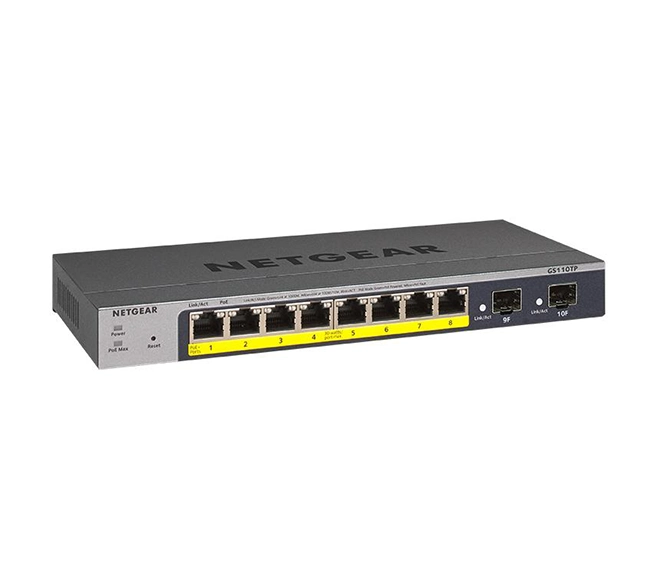 Netgear GS110TPv3 – 8-Port Gigabit PoE+ Smart Managed Pro Switch