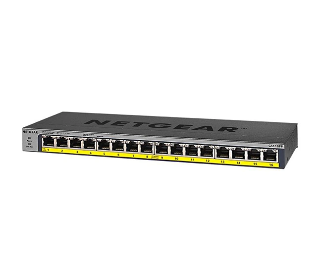 Netgear GS116PP-100EUS 16-Port Gigabit PoE+/PoE Unmanaged Switch