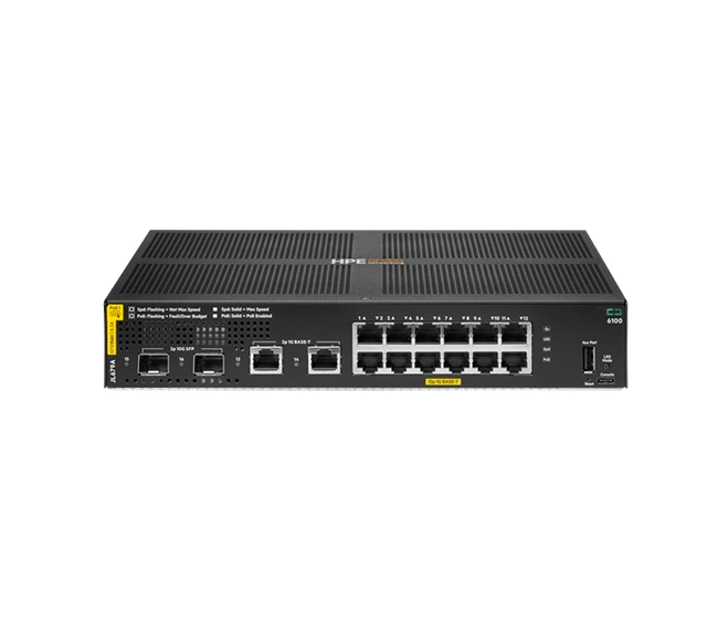 HPE Aruba Networking CX 6100 12G Class4 PoE 2G-2SFP+ 139W Switch