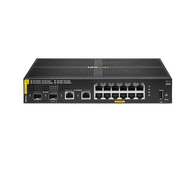 HPE Aruba Networking CX 6000 12G Class4 PoE 2G/2SFP 139W Switch