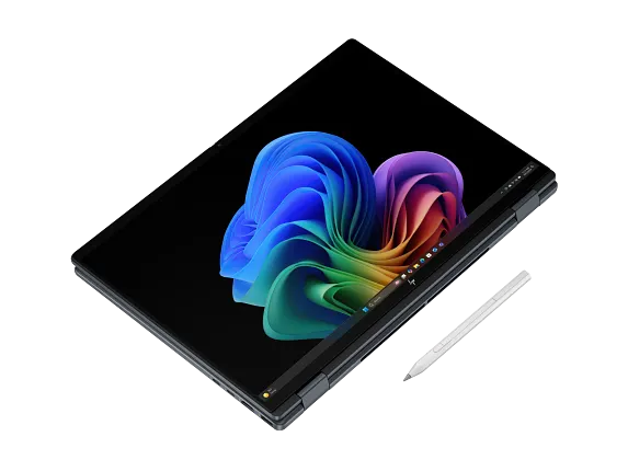 HP OmniBook X Flip 16 2-in-1 laptop folded into tablet mode