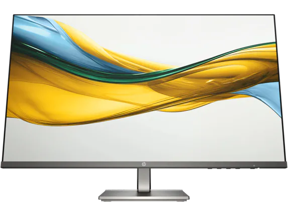 HP Series 5 527da 27 inch FHD monitor front view showing height-adjustable stand