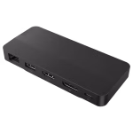Lenovo USB-C Dual Display Travel Dock with 100W Adapter_UK showing top surface and wrapped USB-C cable