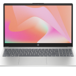 HP 15 Intel Ultra Laptop showing the Natural Silver modern design and 15.6-inch Full HD display.